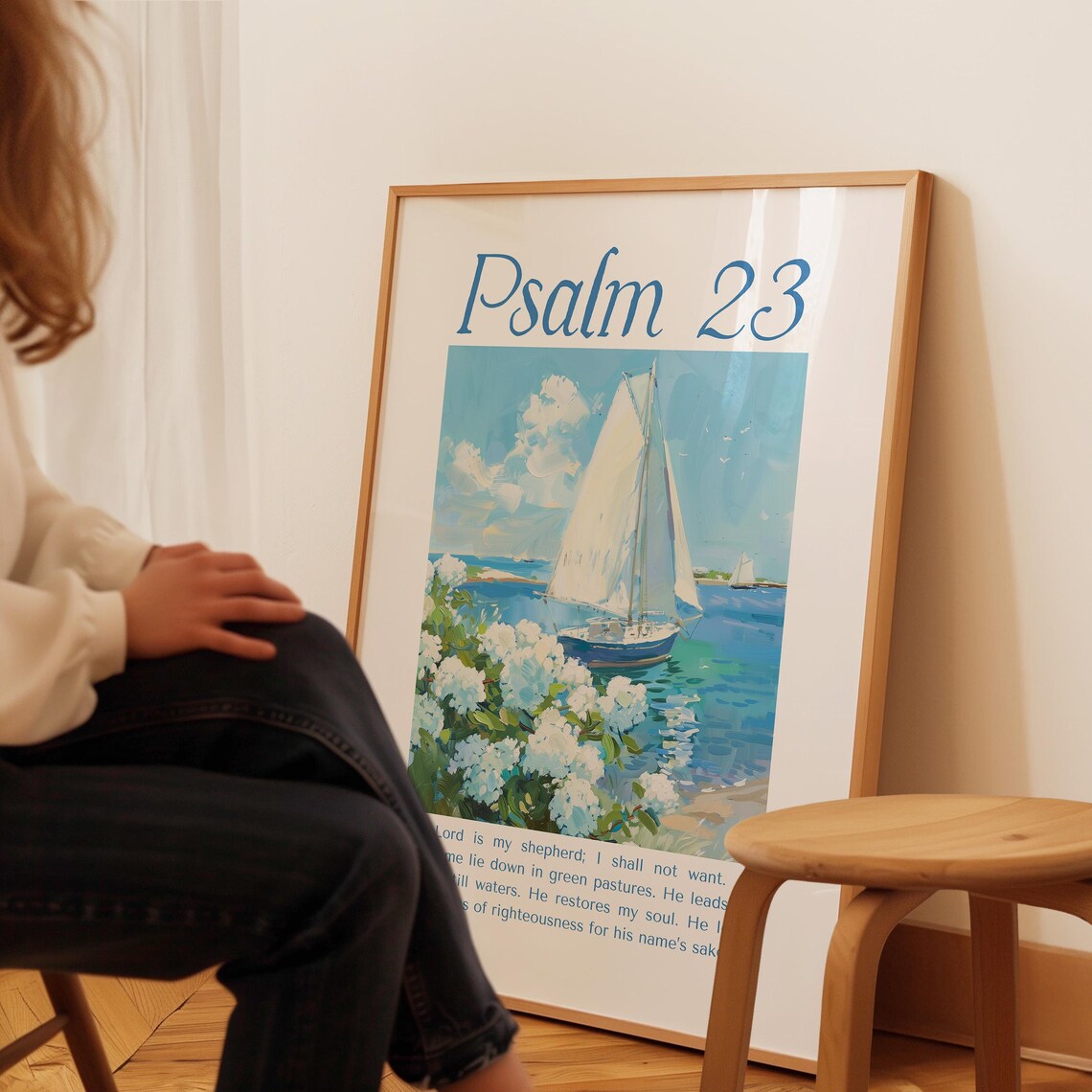 Psalm 23 Christian Coastal Wall Art Print - Image 4