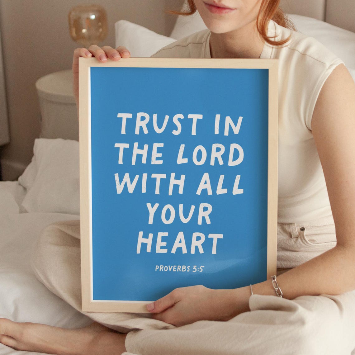Proverbs 3:5 Trust In The Lord Blue Hand Lettered Verse Poster - Image 3