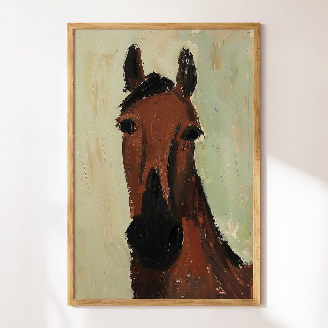 Brown Horse Head Folk Art Painting Rustic Western Equestrian Poster - Image 4