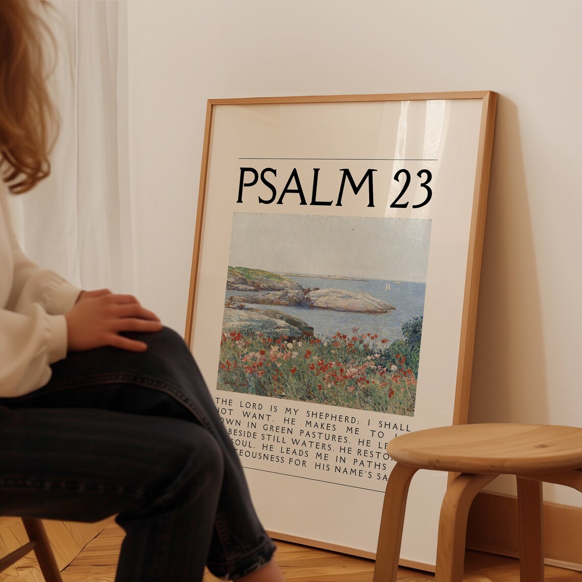 Psalm 23 Bible Verse Vintage Landscape Art Print - Image 3