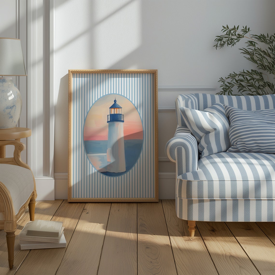 Lighthouse Coastal Wall Art Prints Christian Wall Art Bible Verse Decor Product Apartment Housewarming Gift Blue Decor - Image 4