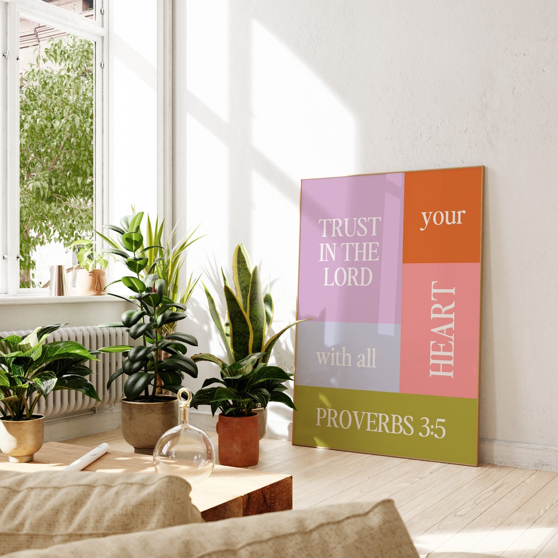 Trust In The Lord Proverbs 35 6 Christian Wall Art Minimalist Typography Colorful Print Gift Kids Room Bible Verse Scripture - Image 4