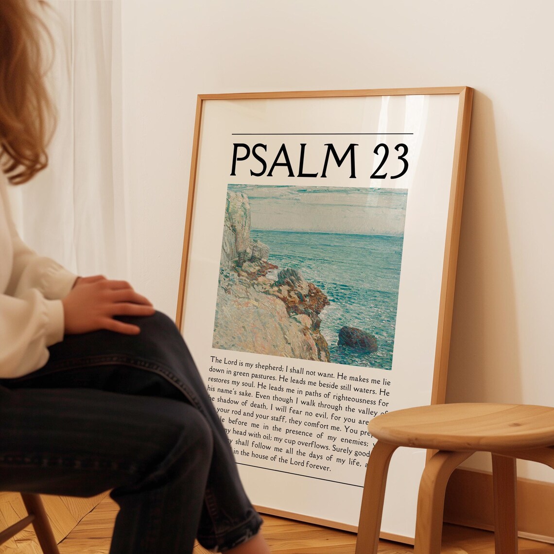 Psalm 23 Coastal Christian Scripture Art Print - Image 3