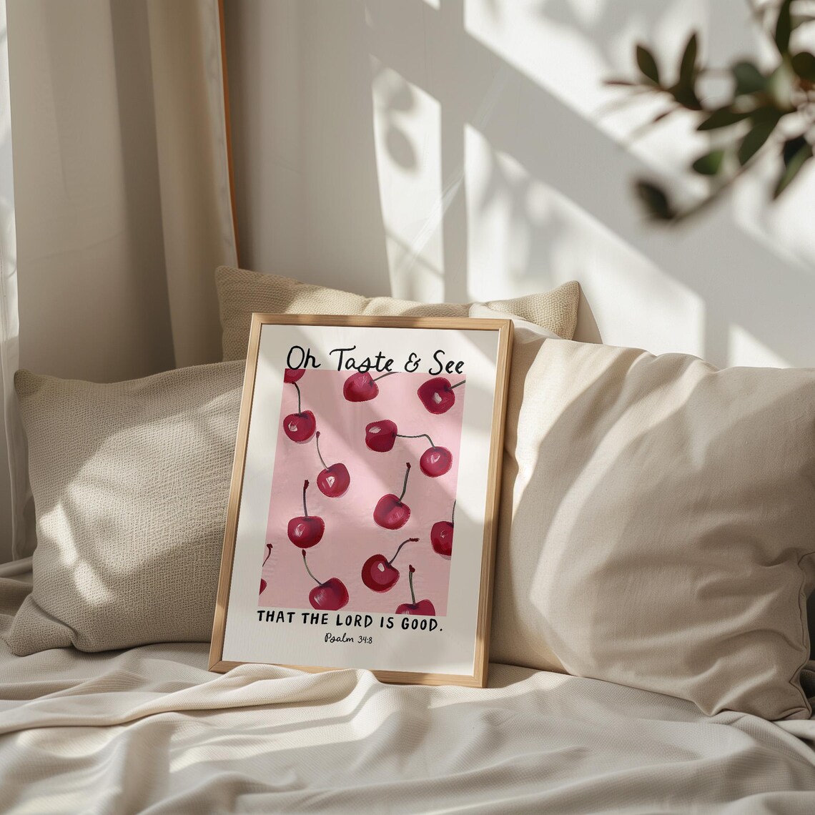 Psalm 34 Cherries Coquette Christian Art Print - Image 2
