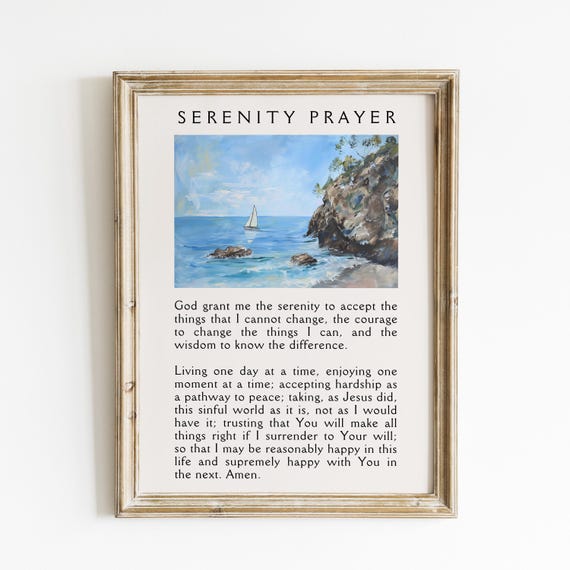 Christian Serenity Prayer Wall Art Bible Verse Decor For Christian Housewarming Gift Coastal Granddaughter Prints