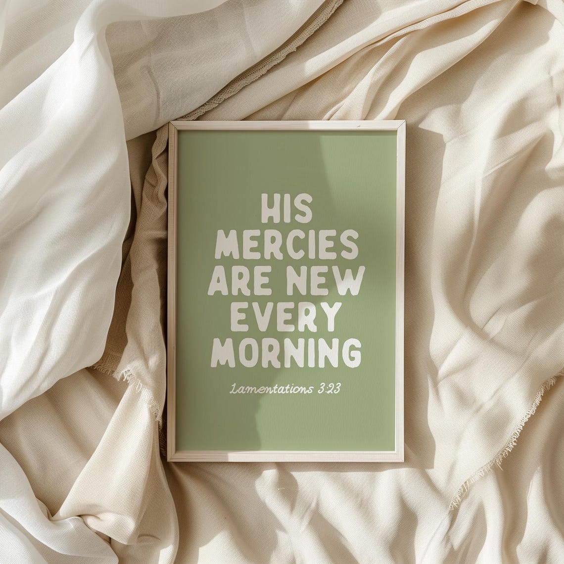 Lamentations 3:23 His Mercies New Every Morning Sage Green Poster - Image 4