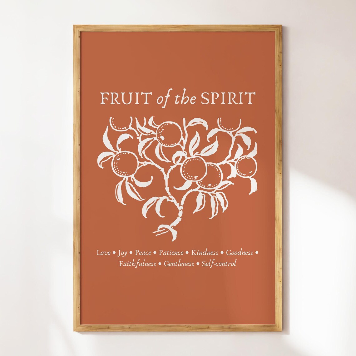 Fruit Of The Spirit Terracotta Vintage Botanical Fruit Bible Verse Poster - Image 3
