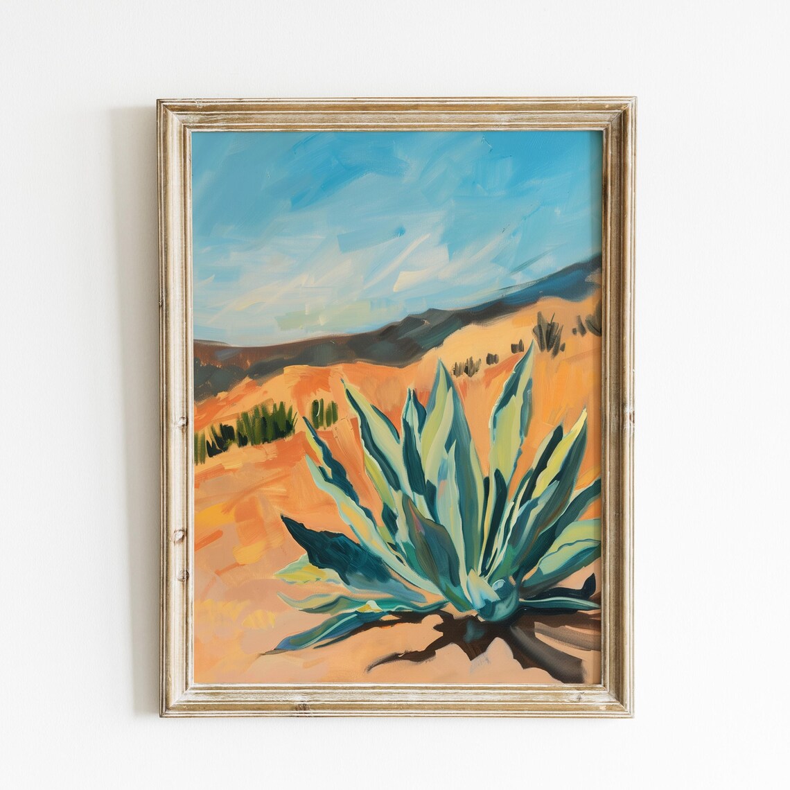 Agave Plant Desert Sunset Oil Painting Southwestern Art Poster