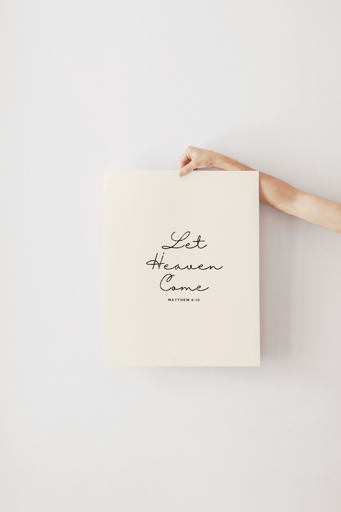 Let Heaven Come Matthew 6 Script Lettering Minimalist Christian Poster - Image 3