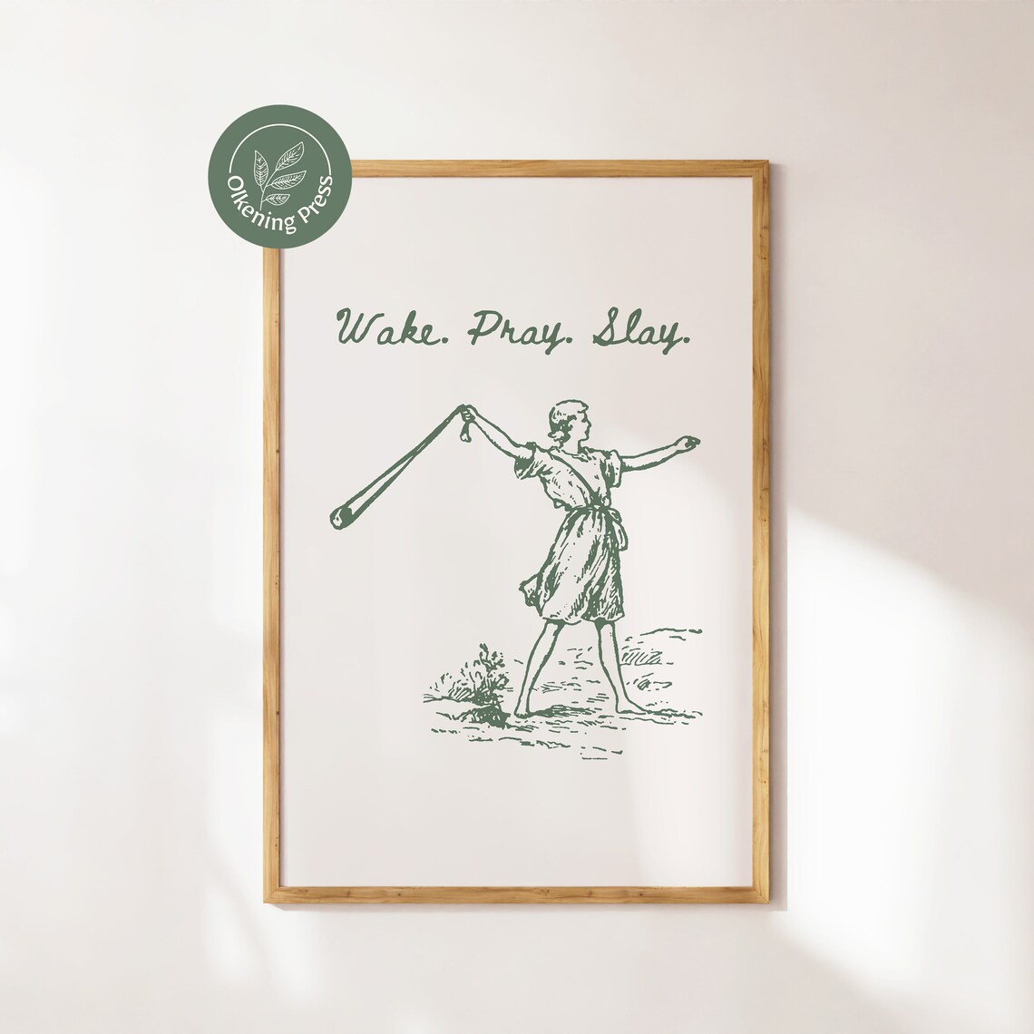 Wake Pray Slay Christian Quote Poster, Vintage Humor