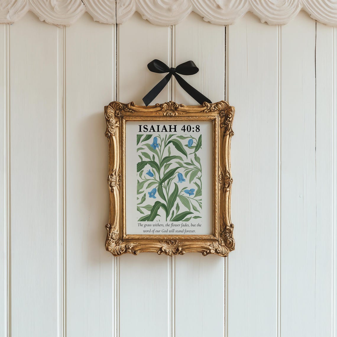Isaiah 40:8 William Morris Style Botanical Floral Scripture Poster - Image 2