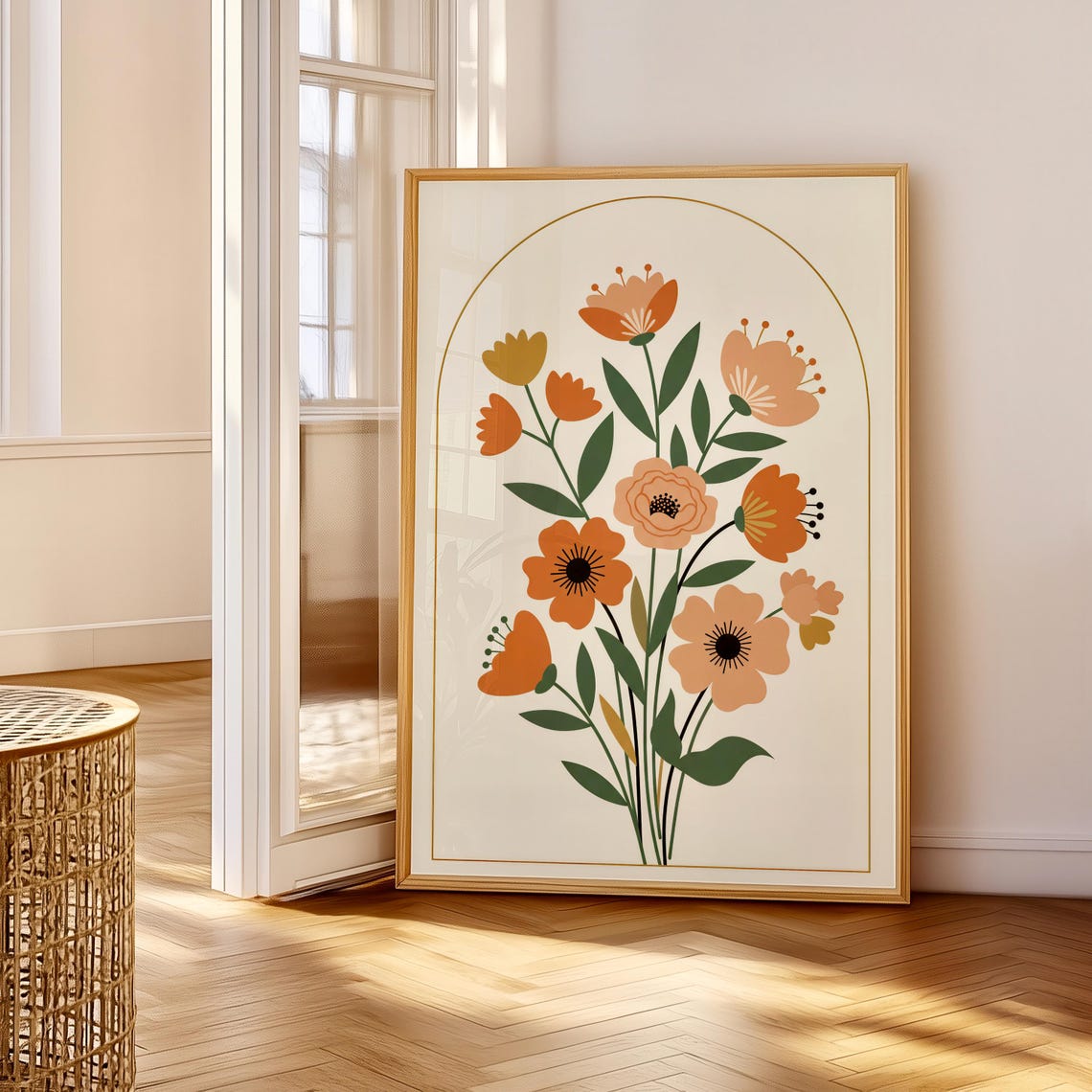 Terracotta Boho Floral Arch Vintage Botanical Warm Neutral Art Poster