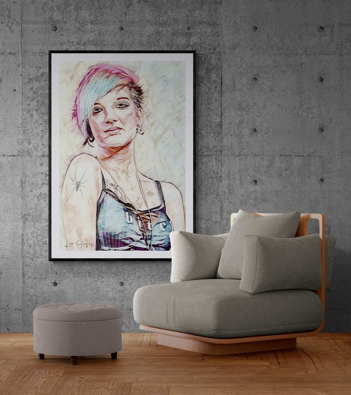 Colorful Punk Hipster Tattoo Woman Portrait Wall Art Poster Punk Girl Print Tattoo Modern Minimalist Living Room Wall Art Entry Hall - Image 6