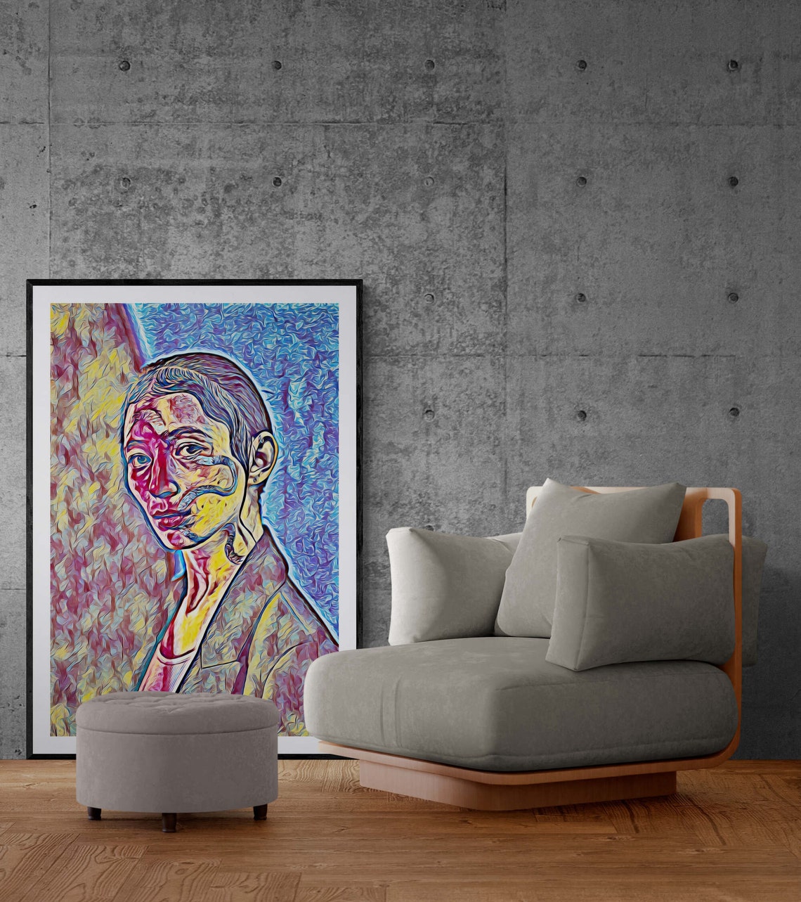 Woman Portrait in Red Yellow and Blue Pop Art Style Print Art - Image 5