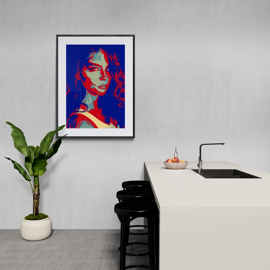Dramatic Woman Portrait in Red and Blue Pop Art Style Poster Art - Image 4