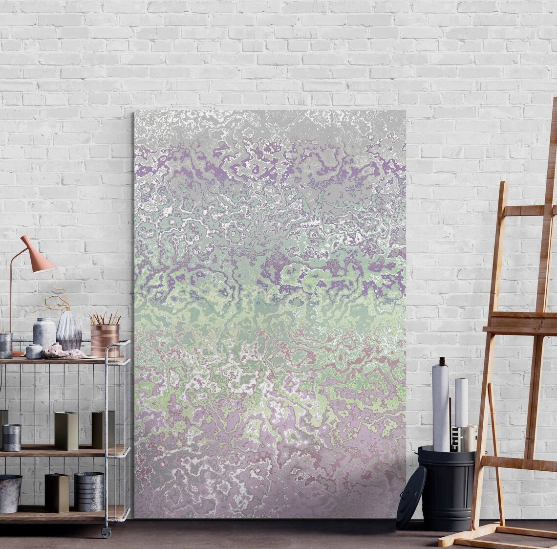 Sage Green Lavender and Purple Marble Watercolor Abstract Print - Image 8