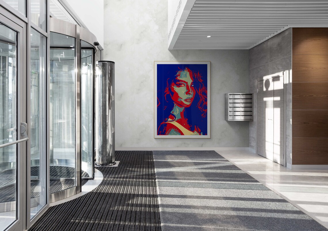 Dramatic Woman Portrait in Red and Blue Pop Art Style Poster Art - Image 7
