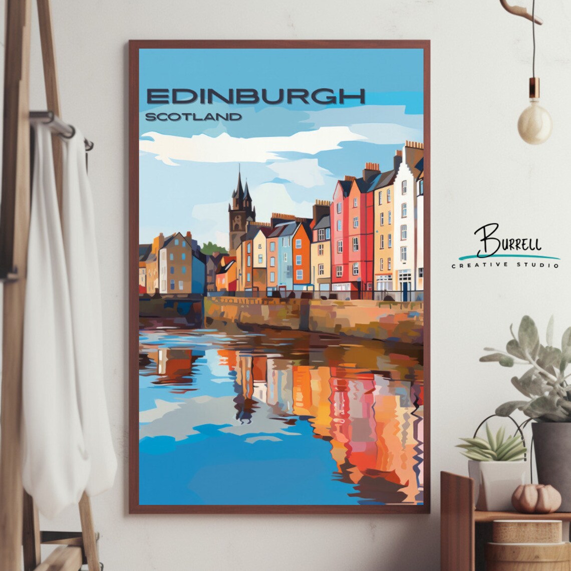 Edinburgh Scotland Water of Leith Riverside Colorful Houses Poster - Image 4