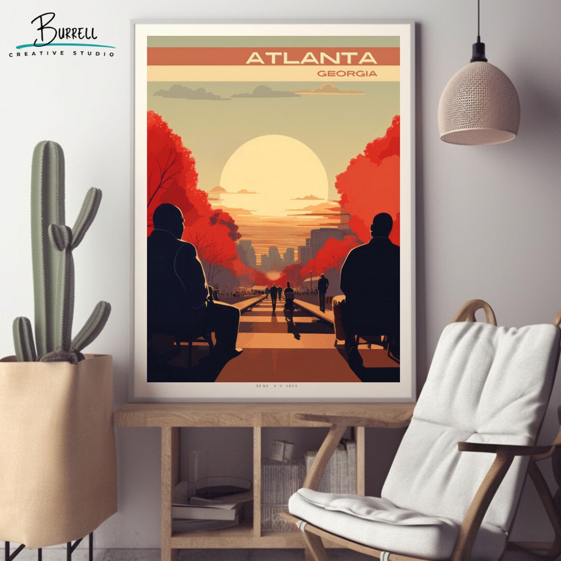 Atlanta Georgia Sunset March Silhouette Vintage Travel Poster - Image 2