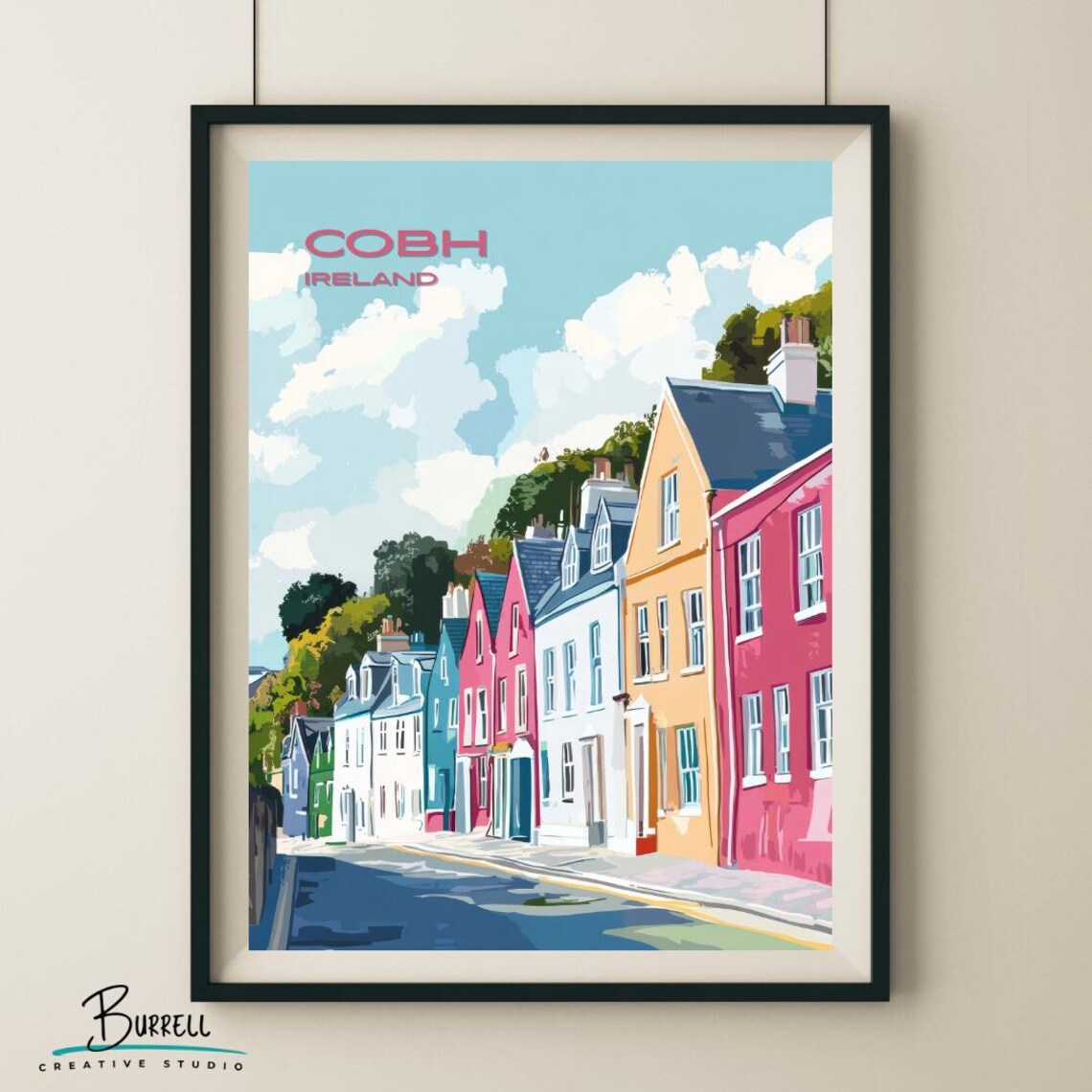Cobh Ireland Deck of Cards Colorful Houses Hill Street Poster