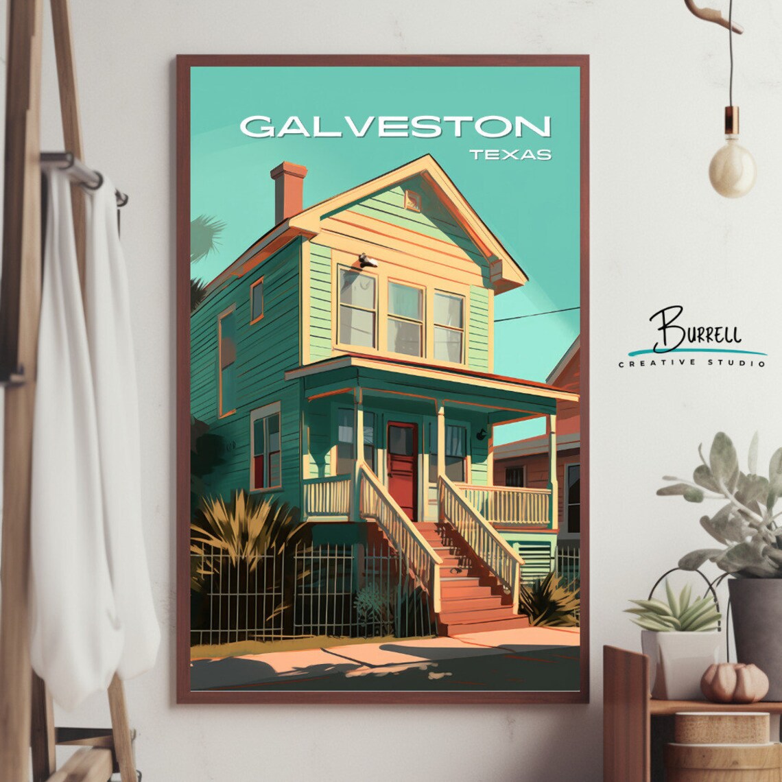 Galveston Texas Victorian House Porch Historic Home Travel Poster - Image 3