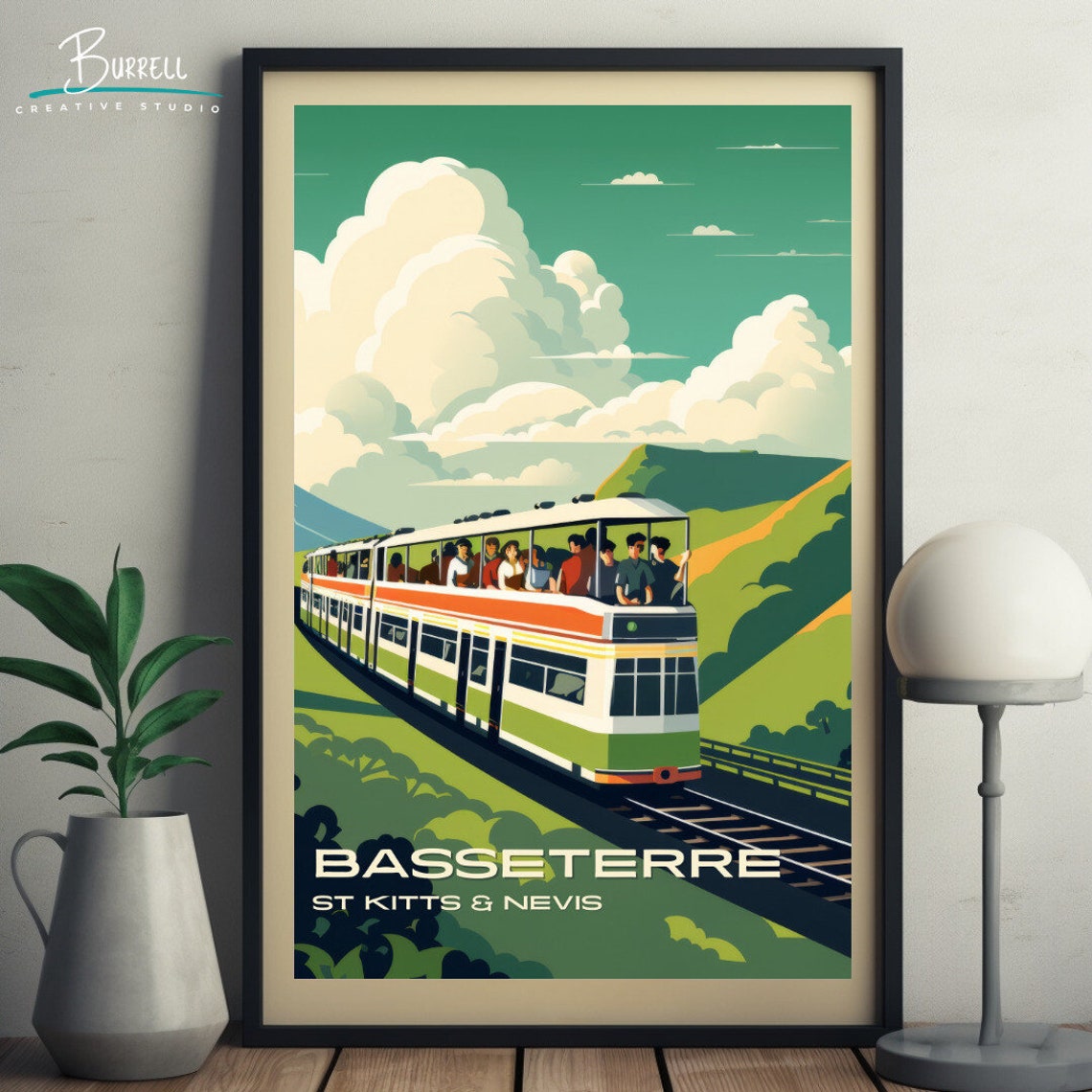 Basseterre Saint Kitts Scenic Railway Train Vintage Travel Poster - Image 3