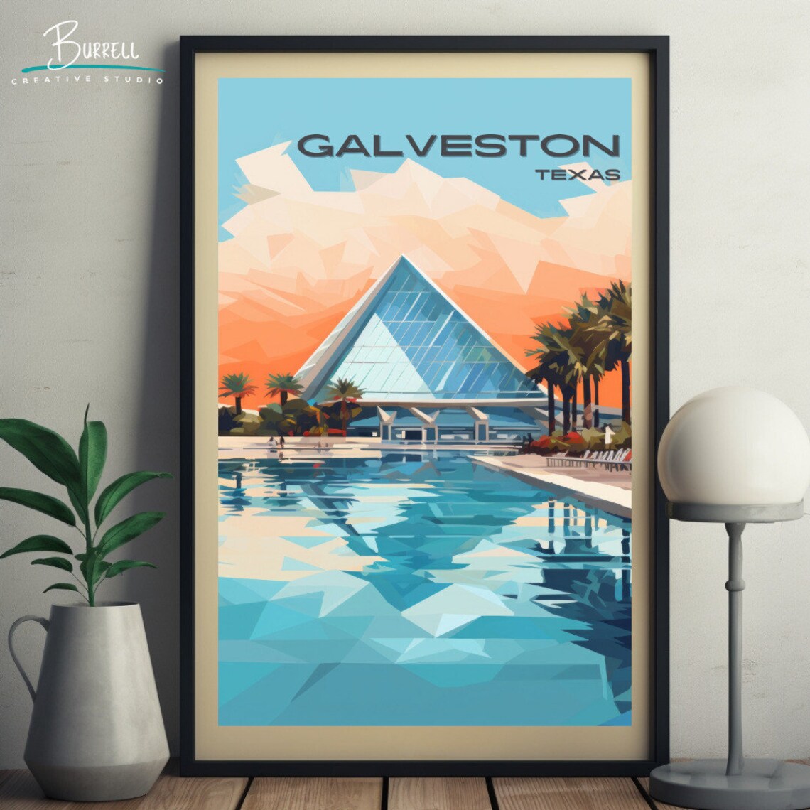 Galveston Texas Moody Gardens Palm Pool Glass Pyramid Poster - Image 5