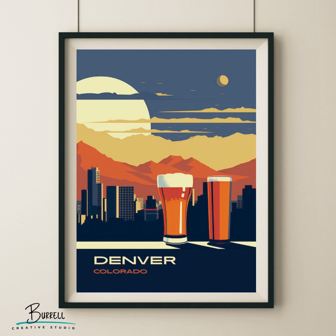 Denver Colorado Skyline Craft Beer Glasses Rocky Mountain Poster