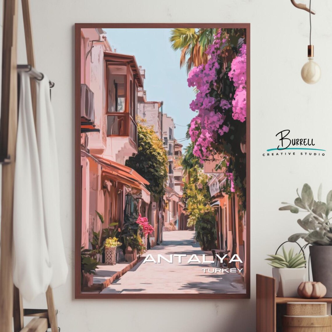 Antalya Turkey Kaleici Old Town Bougainvillea Lane Scenic Poster - Image 4