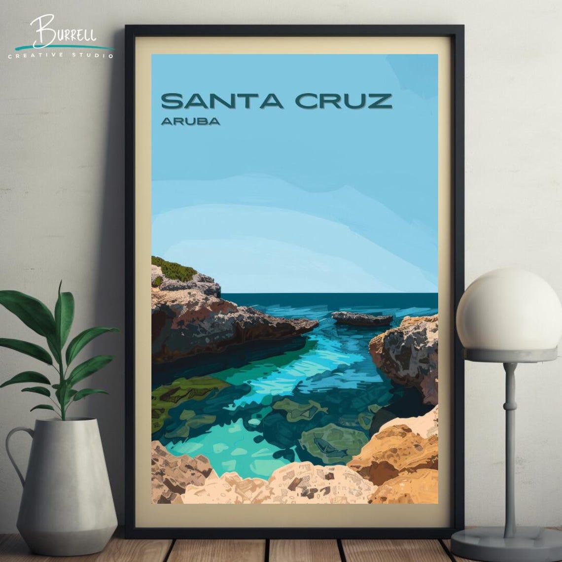 Santa Cruz Aruba Conchi Natural Pool Rocky Coast Travel Poster - Image 5