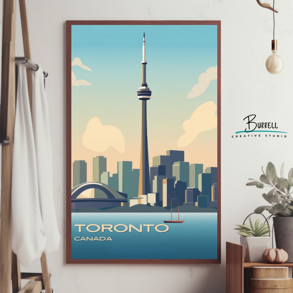 Toronto Canada CN Tower Skyline Waterfront Retro Travel Poster - Image 3
