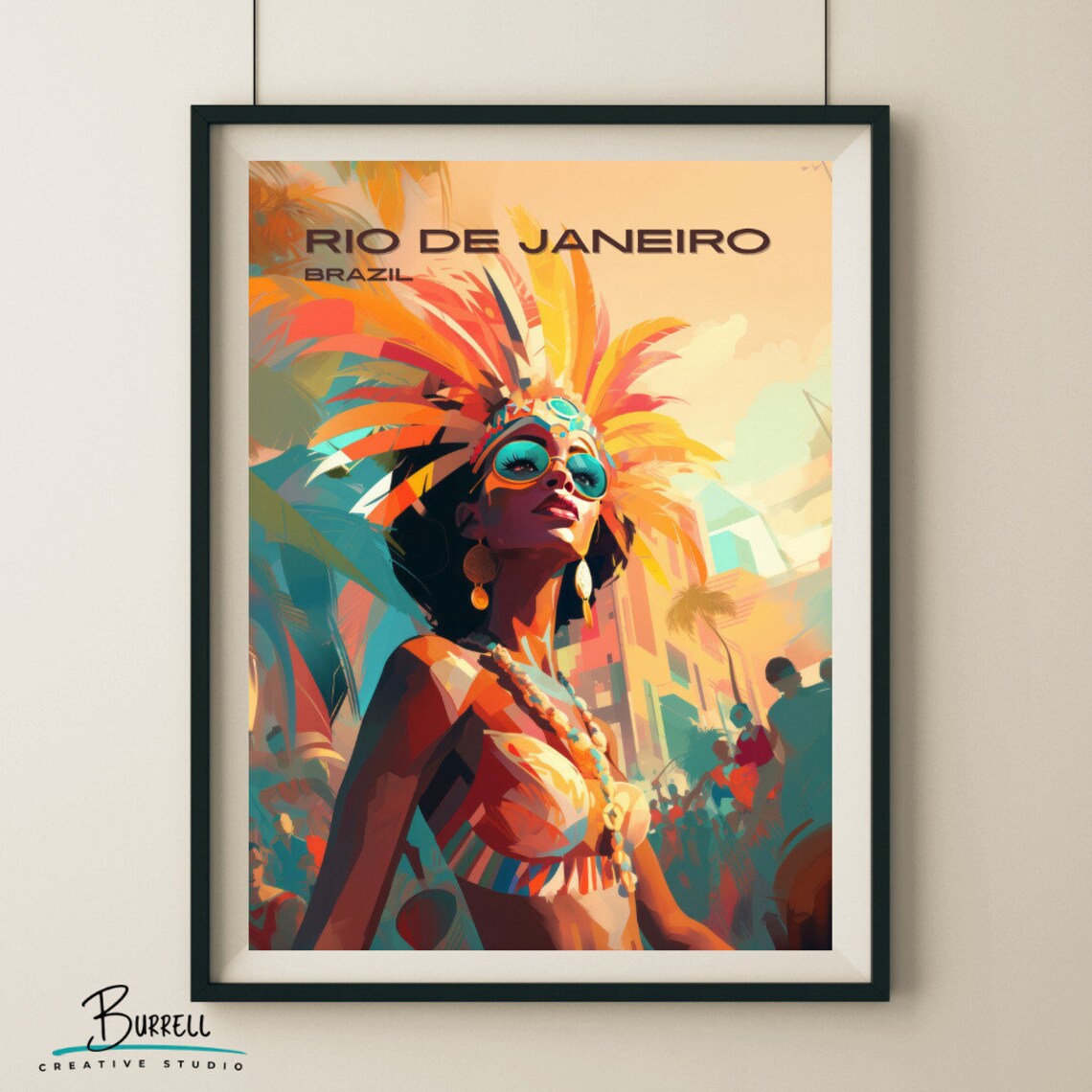 Rio de Janeiro Brazil Carnival Dancer Feathers Festival Travel Poster - Image 6