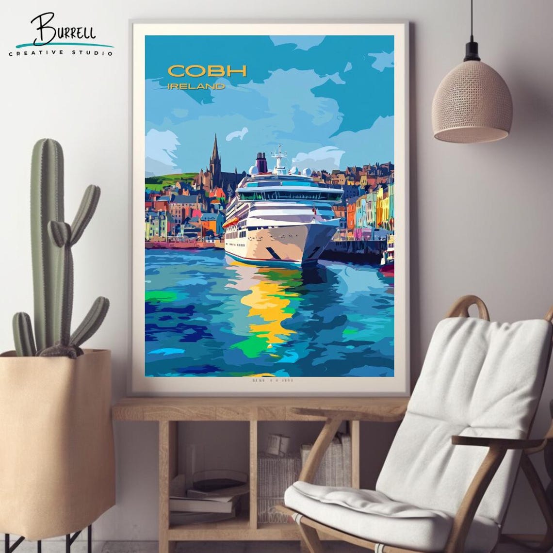 Cobh Ireland Cruise Ship Harbor Cathedral Spire Scenic Poster - Image 2