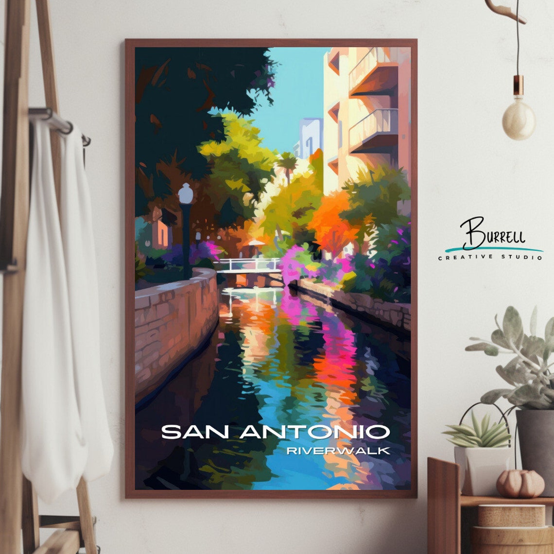 San Antonio Texas Riverwalk Canal Colorful Reflections Poster - Image 4