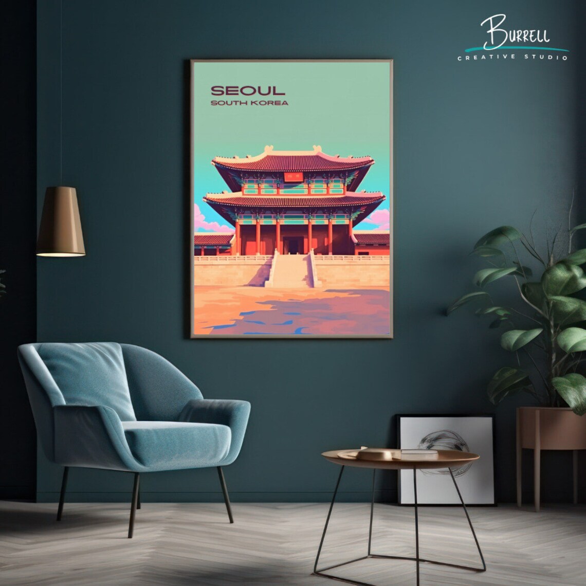 Seoul South Korea Gyeongbokgung Palace Colorful Travel Poster - Image 6