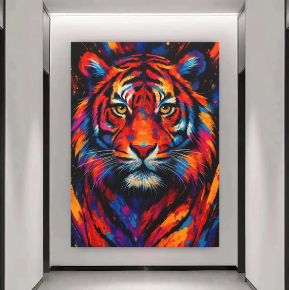 Tiger Painting Wall Art Abstract Canvas Statement Jungle Modern Luxury Animal Decor Extra Large