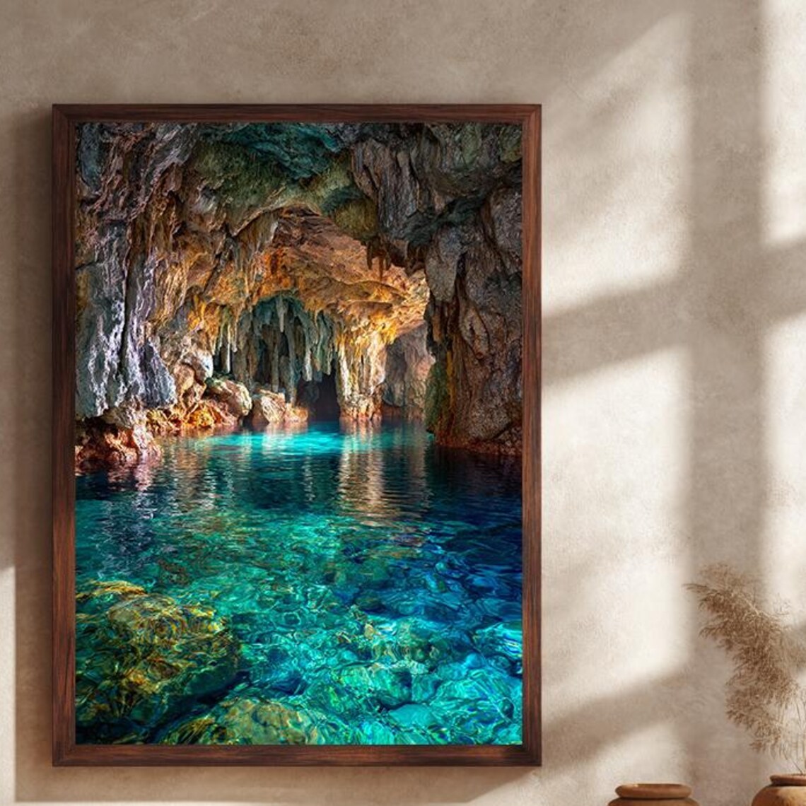 Colorful Sea Cave With Crystal Turquoise Water Hidden Cove Poster