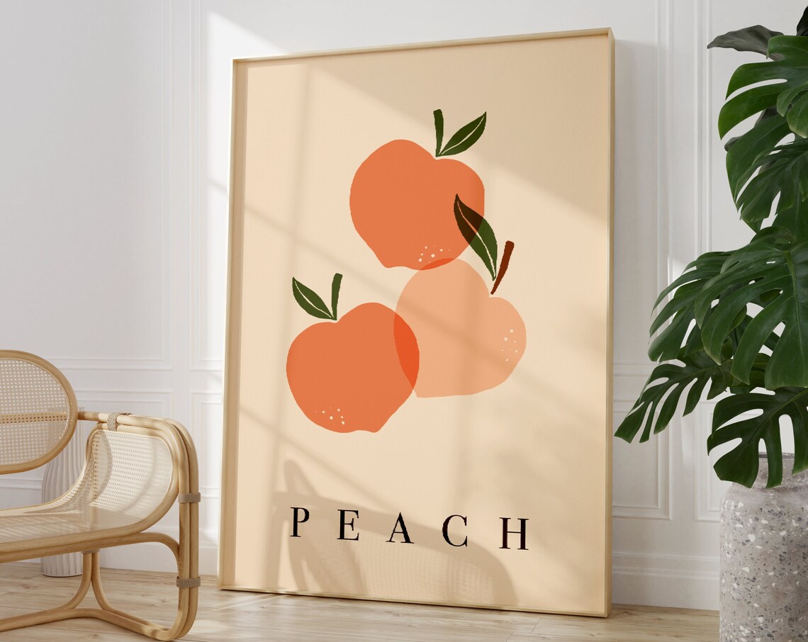 Peach Fruit Print Design Botanical Wall Art Boho Home Decor Diy Kitchen Living Room A5a4a3a2a15x74x6