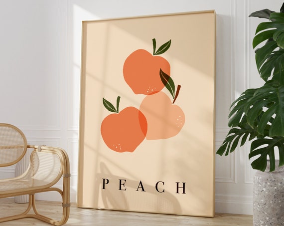 Peach Fruit Print Design Botanical Wall Art Boho Home Decor Diy Kitchen Living Room A5a4a3a2a15x74x6