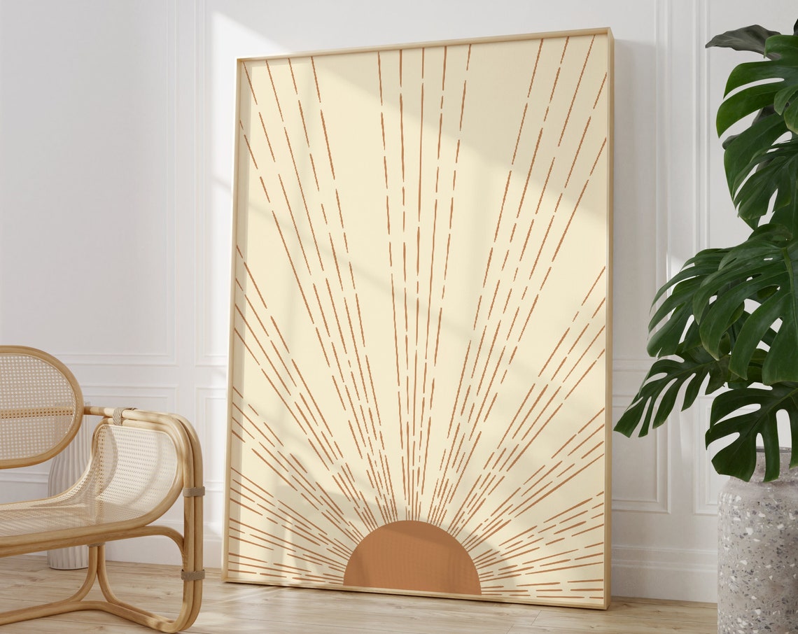 Sunburst Bohemian Wall Art Print Celestial Gallery Decor