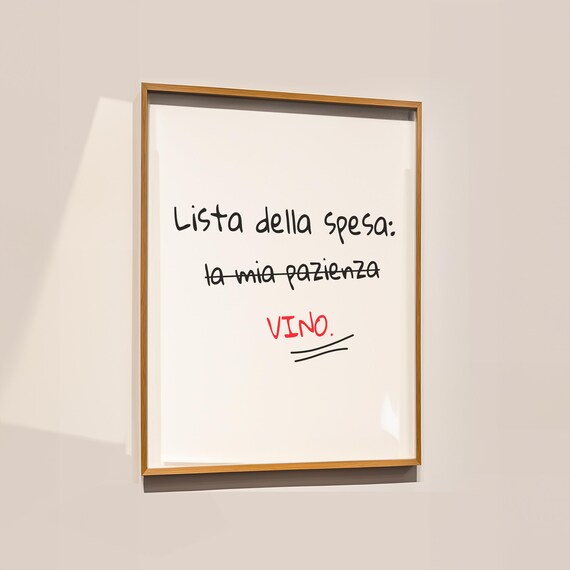 Wine Art, Italian Humor Minimalist Kitchen Decor
