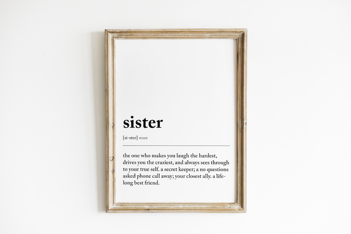 Sister Definition, Best Friend Gift Minimalist