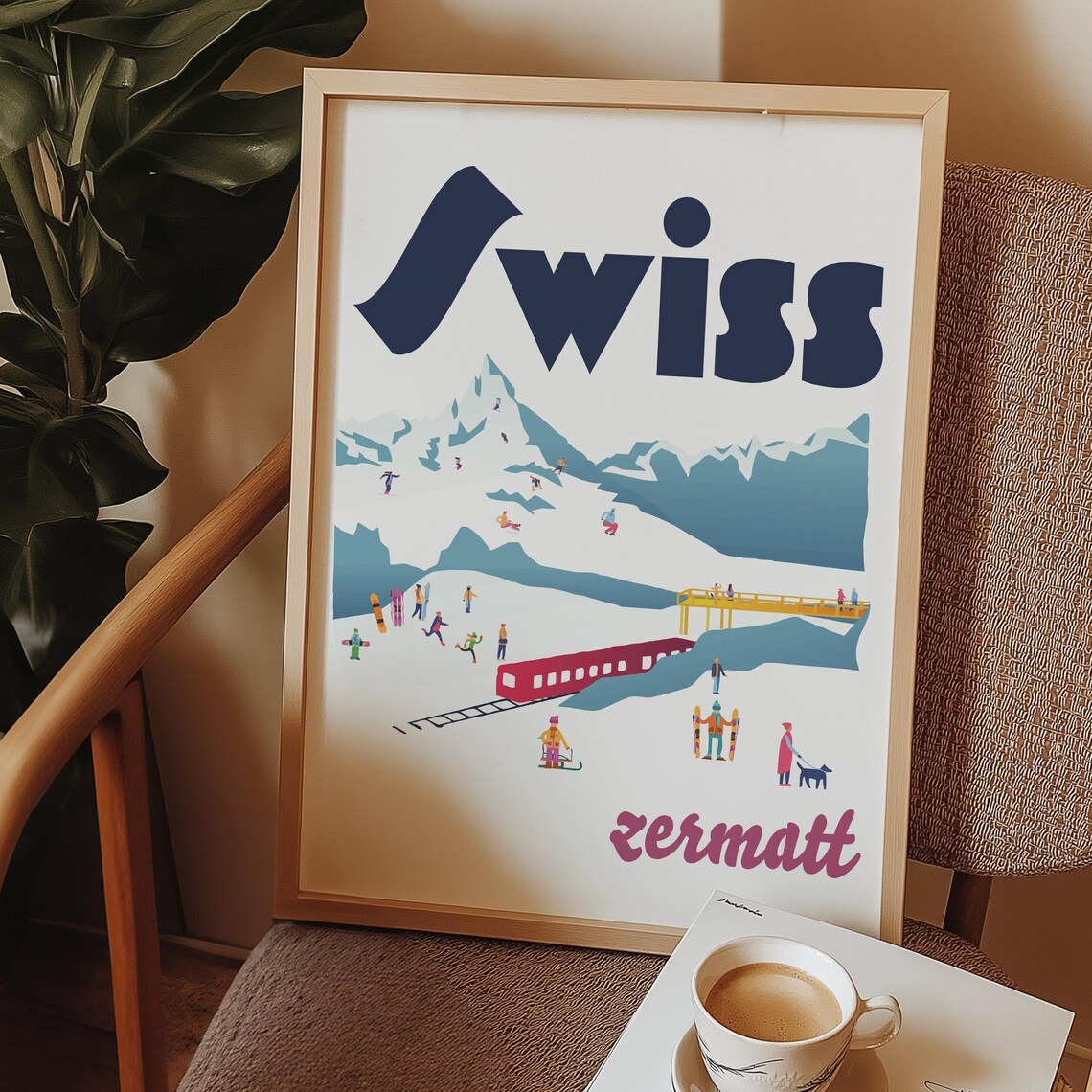 Swiss Alps Zermatt Travel Poster, Modern Ski Resort - Image 2