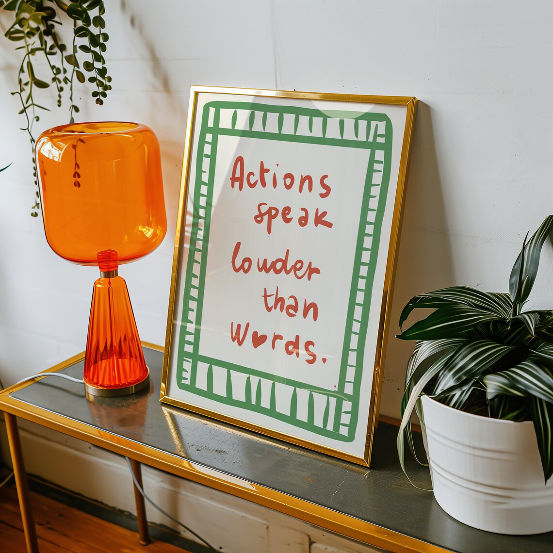 Actions Speak Louder Than Words Rustic Hand Lettered Quote Poster - Image 2