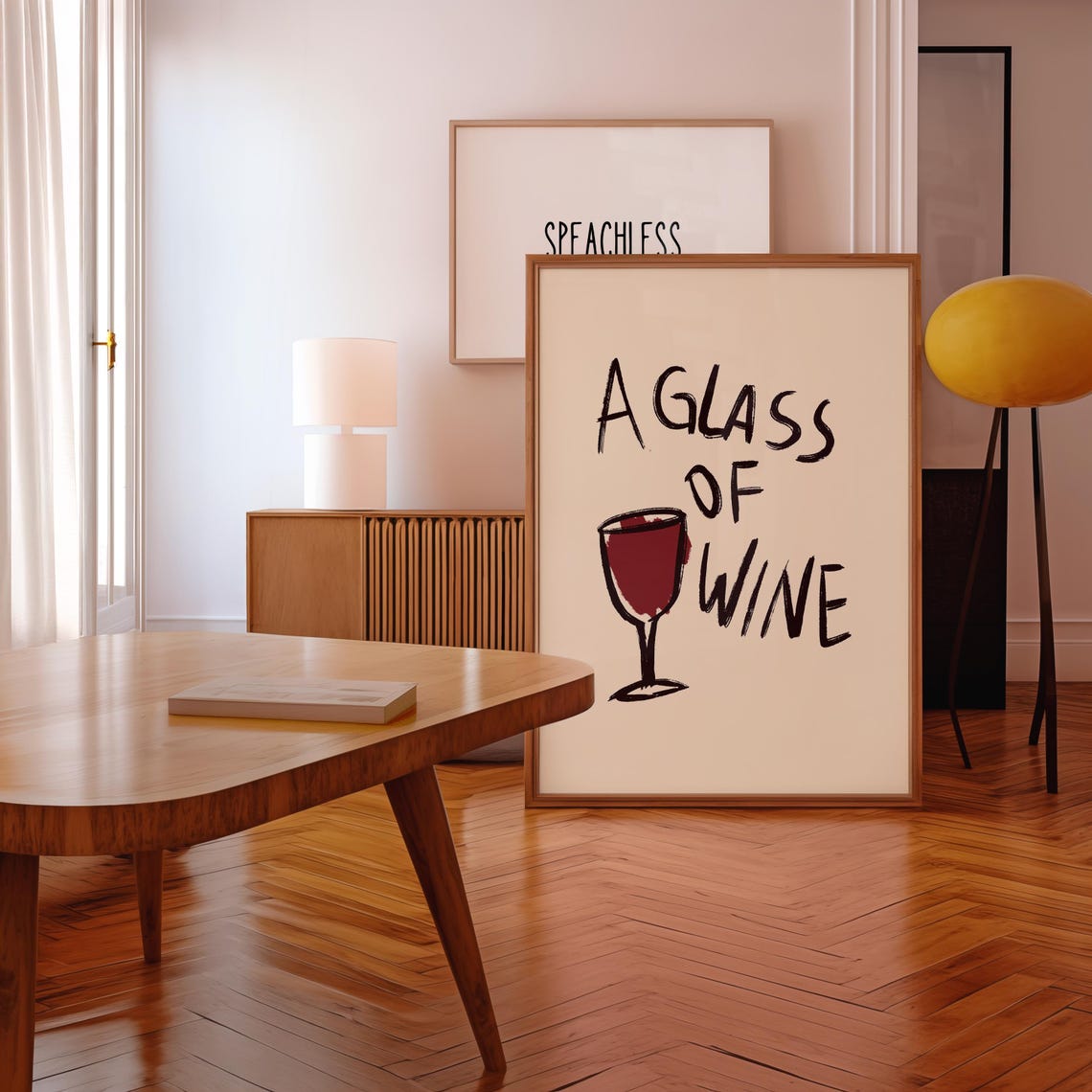 A Glass of Wine Hand Lettered Red Wine Glass Sketch Kitchen Poster - Image 2