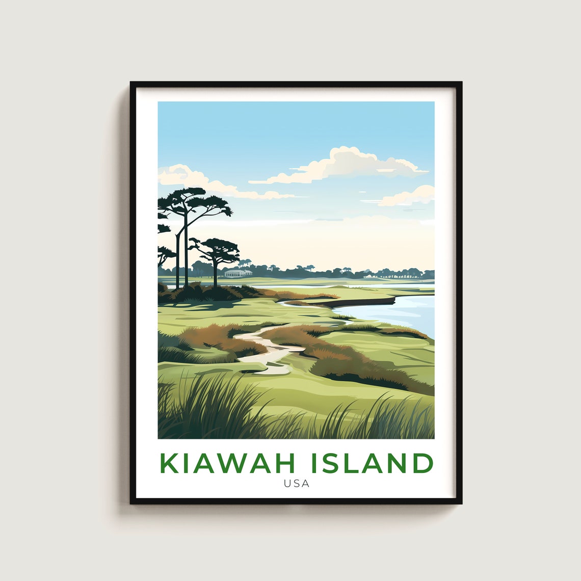 Kiawah Island Golf Marsh Ocean Course Pines Sunset Travel Poster