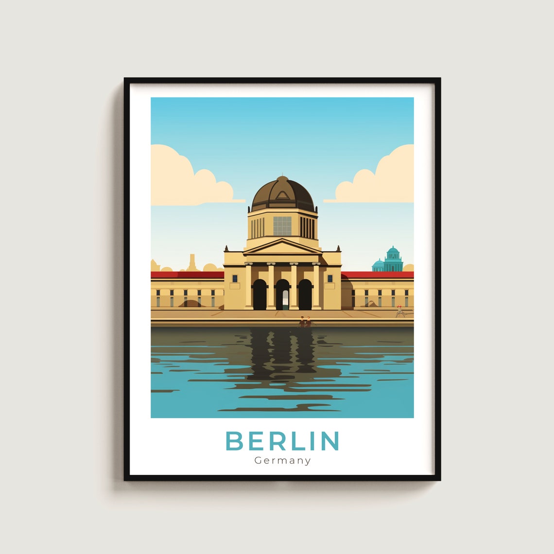 Berlin Germany Museum Island Domed Palace Waterfront Travel Poster
