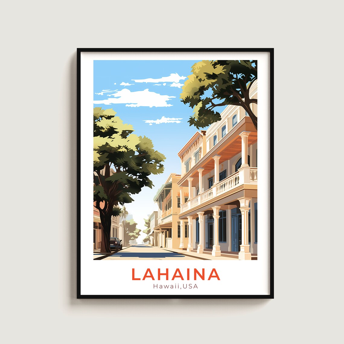 Lahaina Hawaii Historic Front Street Buildings Travel Poster