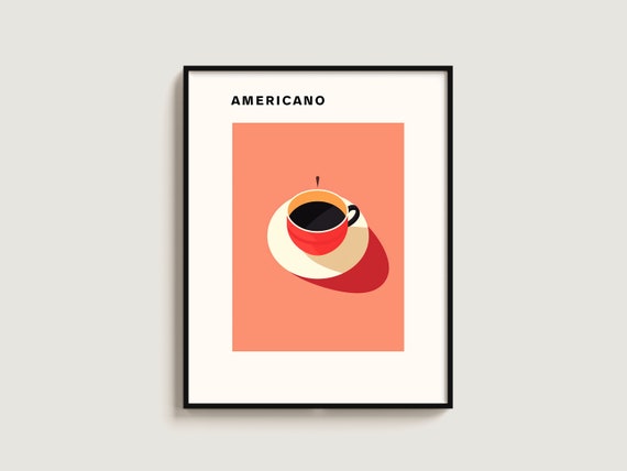 Americano Coffee Poster Gift Lover Art Kitchen Print Wall Hanging