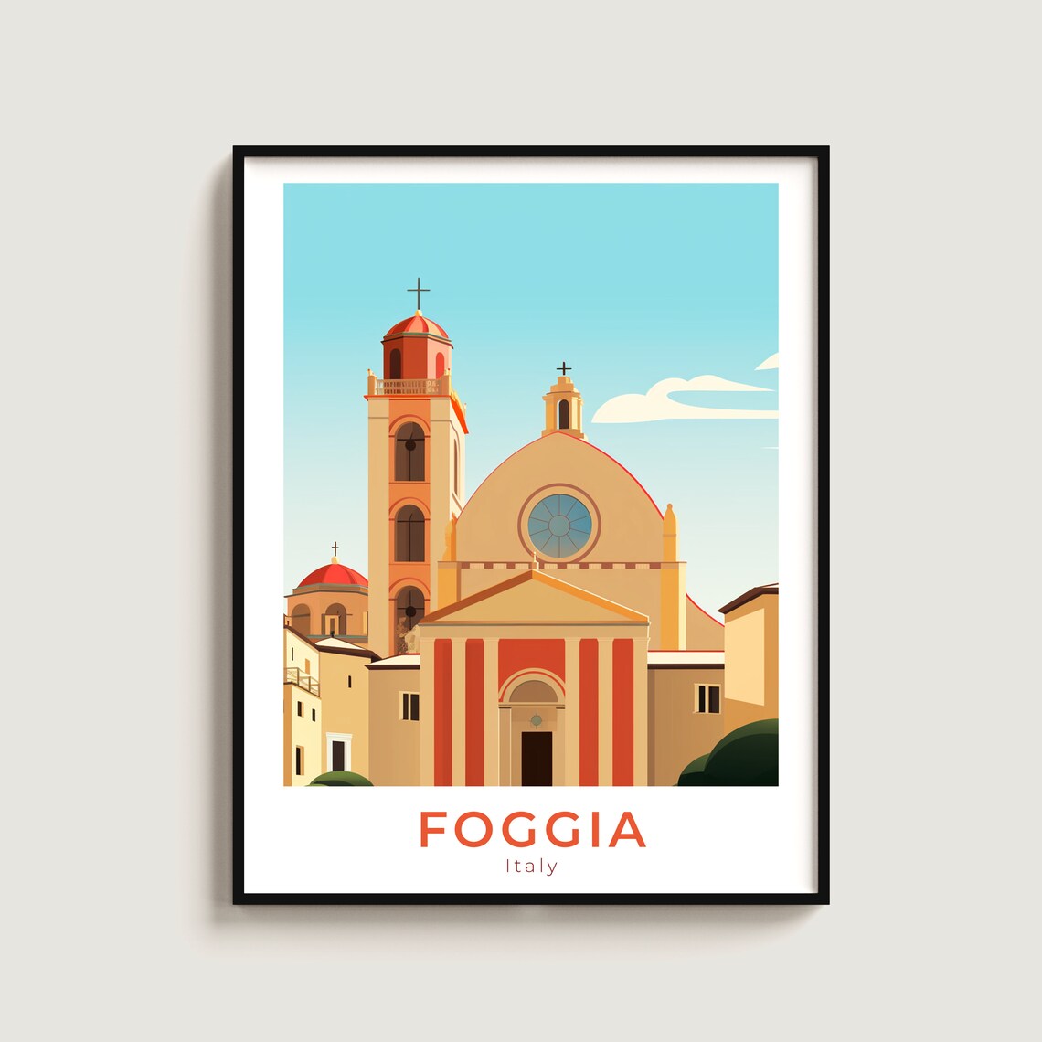 Foggia Italy Grand Cathedral Facade Bell Tower Rose Window Poster